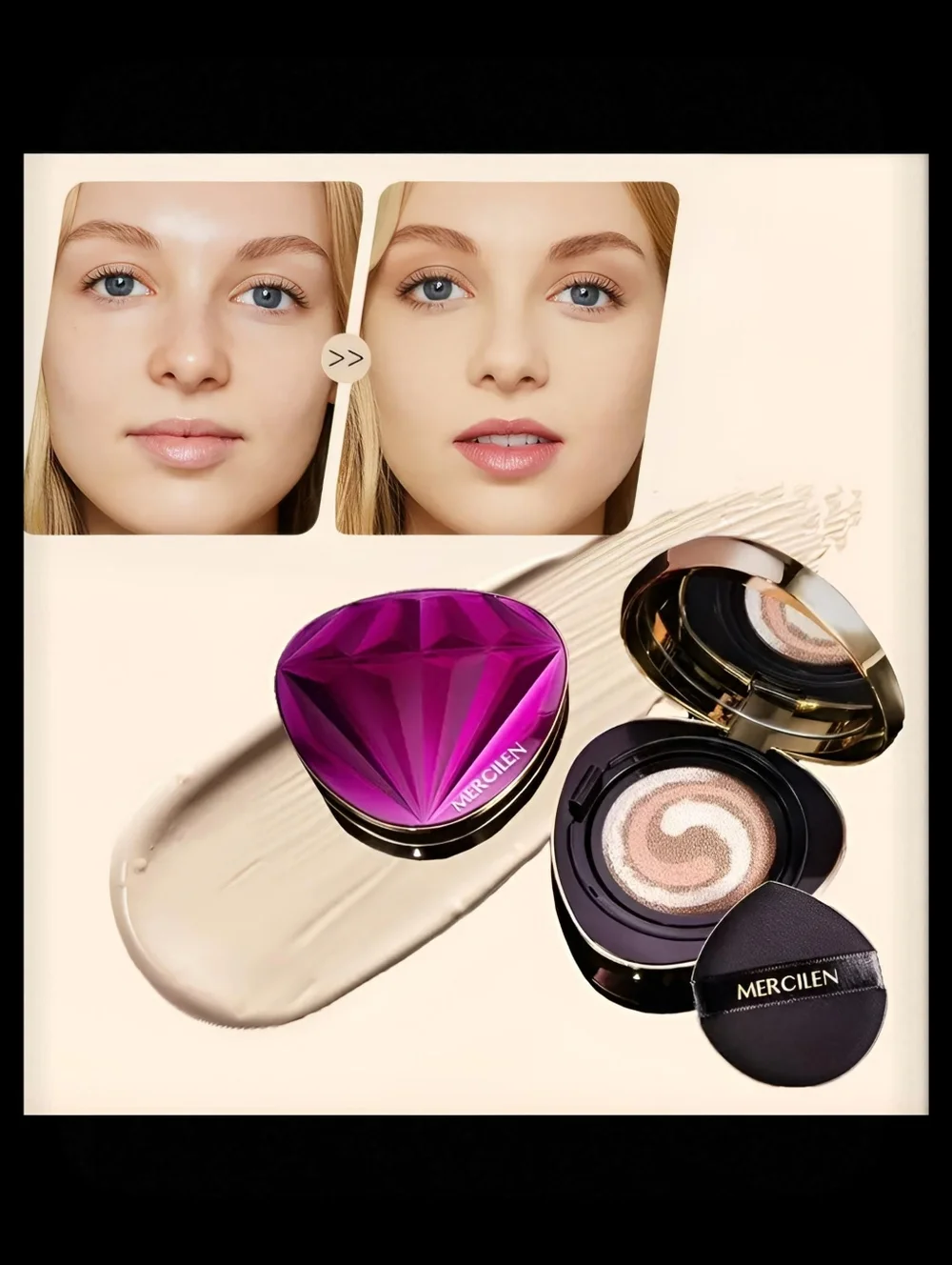 🆕FLAWLESS BB CREAM TRI~COLOR AIR CUSHION FOUNDATION WITH SPONGE (2 BB CREAMS)